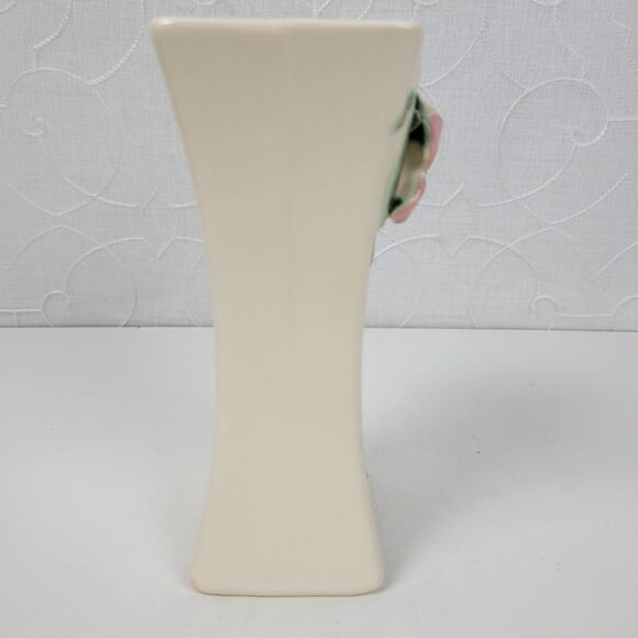 Vintage McCoy Pottery Blossom Time Flower Vase 6.5" Cream Pink 3D Art - Picture 5 of 12